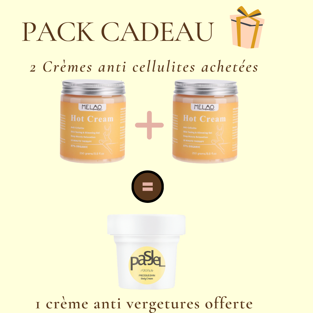 Pack cadeau: 2 Crèmes anticellulite + 1 Crème anti-vergetures offerte