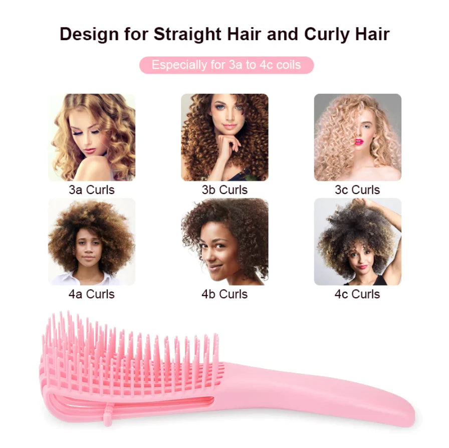 Afro Curly Brush Brosse Ultra Démêlante - Rose